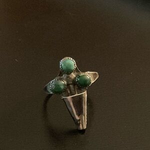 Elegant Silver Ring with Green Stones